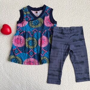 Tea Collection Blue and Pink Patterned Top